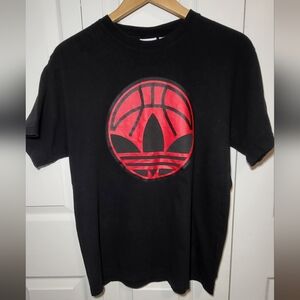 Adidas Black Tee with Red Basketball Graphic